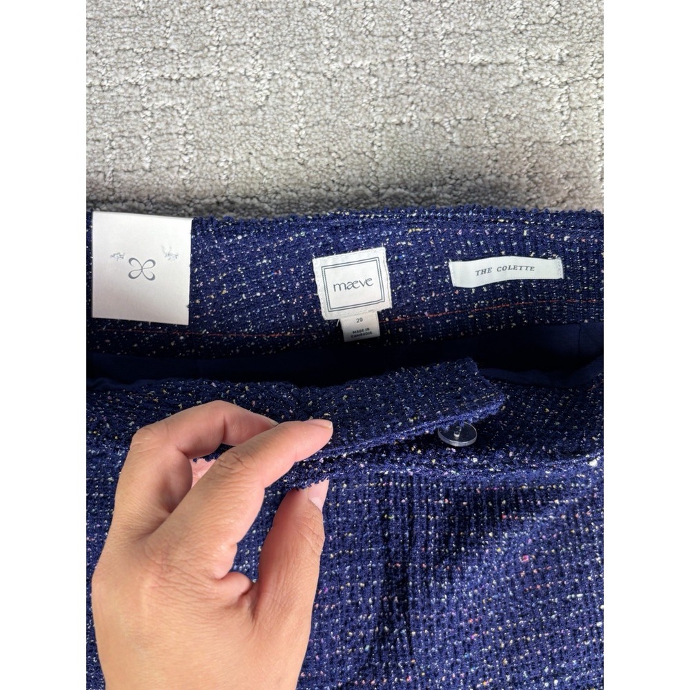 Anthropologie Maeve The Colette Pants 29 Blue Multi Tweed Wide Leg Crop Career - Picture 6 of 8
